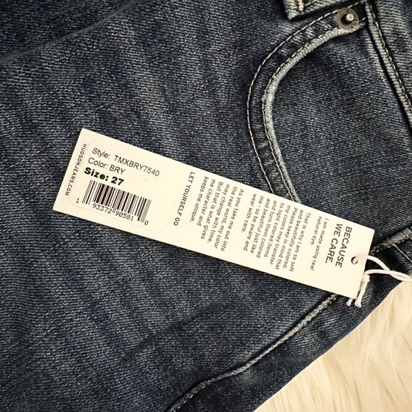 NWT HUDSON Noa JEANS Size 27 Mid Rise Crop Straight Leg in Brynlee Wash Blue NEW - Picture 14 of 16